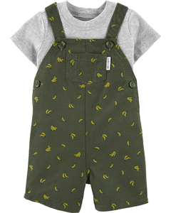 Jardineira Carter's Verde Bananas e Camisa Cinza