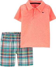 Conjunto 2 Peças Carter's Camisa Polo e Short Xadrez