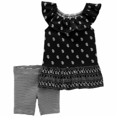 Conjunto de Verão 2 Peças Carter's Camiseta e Short Preto e Branco