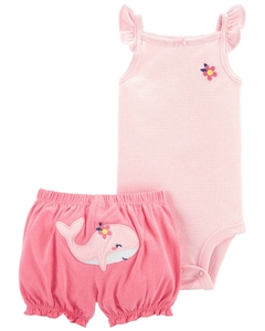 Conjunto de Verão 2 Peças Carter's Short e Body Baleia