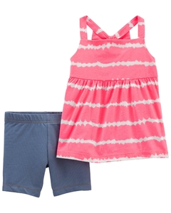 Conjunto de Verão 2 Peças Carter's Camiseta e Short Tie-Dye Rosa