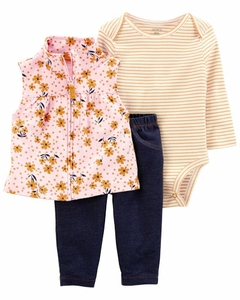 Conjunto de Inverno Carter's 3 Peças com colete Floral