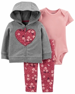 Conjunto de Inverno Carter's 3 Peças com Casaco Floral