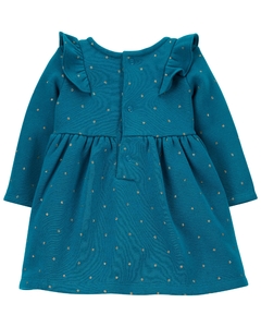 Vestido em Fleece Carter's com Mangas Longas e Poá - comprar online