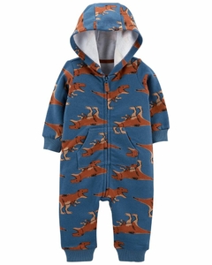 Macacão Longo Carter's Fleece com Capuz Dinossauro