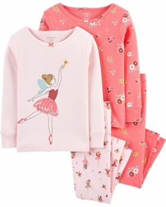 Conjunto de Pijamas 4 Peças Carter's Fada e Floral