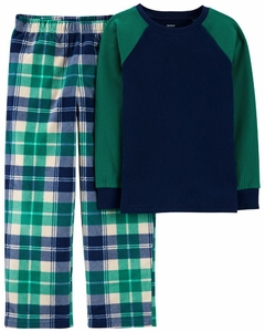 Conjunto de Pijama 2 Peças Carter's Xadrez Verde Algodão e Fleece