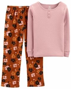 Conjunto de Pijama 2 Peças Carter's Floral Algodão e Fleece