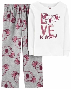 Pijama 2 Peças 100% Algodão e Fleece Koala