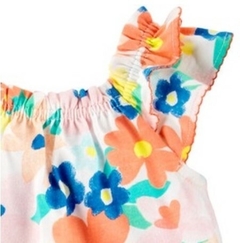 Macacão Curto Romper Carter's Floral com Rosa Clarinho - comprar online