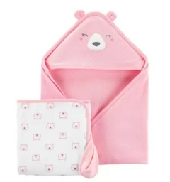 Conjunto 2 Toalhas Child of Mine Carter's Urso Rosa