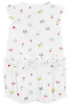 Macacão Curto Romper Carter's Branco Floral - comprar online