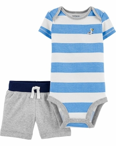 Conjunto de Verão 2 Peças Carter's Pelicano Listrado Azul