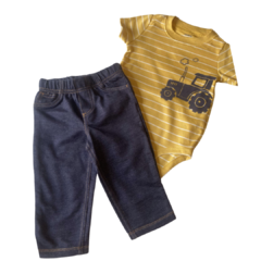 Conjunto 2 Peças Meia Estação Carter's Calça Jeans e Body truck amarelo