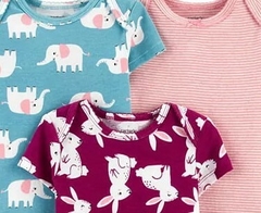 Conjunto 5 Bodies Carter's Manga Curta Animais Rosa - comprar online