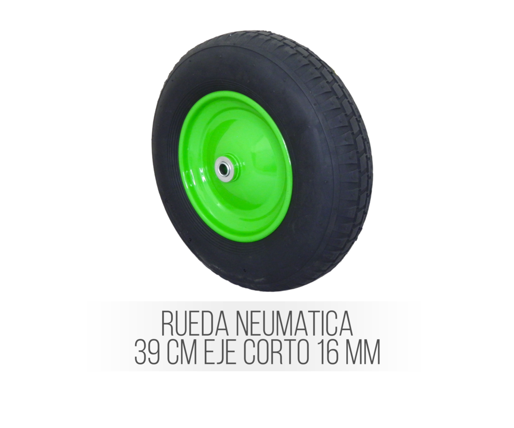 Rueda Carretilla 39 Cm Con Eje 16 Mm Neumatica Inflable