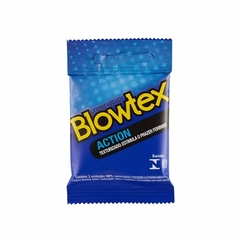 PRESERVATIVO BLOWTEX ACTION TEXTURIZADO: ESTIMULA O PRAZER FEMININO 3 UNIDADE