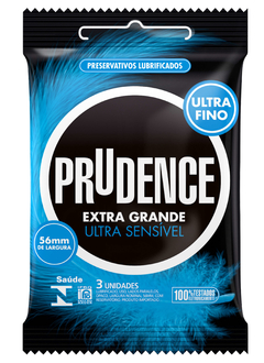 EXTRA GRANDE - PRESERVATIVO ULTRA SENSÍVEL PRUDENCE - 3 UNIDADES