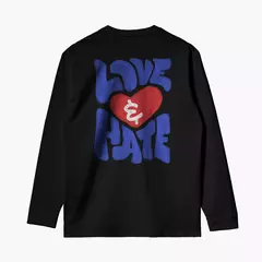 Camiseta Manga Longa Chaze Love and Hate Preta - 518678