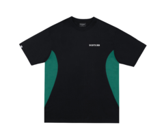 Camiseta Disturb Preta Com Recorte Em Verde - 518214