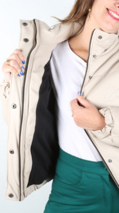 Campera Puffer de Cuero Ecológico Cream - Elimoiso Store