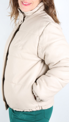 Campera Puffer de Cuero Ecológico Cream