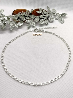 Colar Choker Cartier Elo Longo, Em Prata 925.