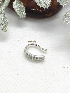 Piercing Fake Com 2 Fileiras Cravejadas De Zircônia, Em Prata 925.