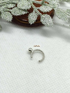 Piercing Fake De Orelha, Torcido Com Bolinha, Em Prata 925. - comprar online