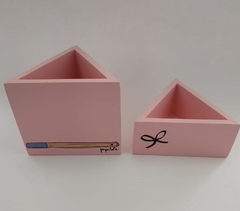 Porta lápis e clips - Pink Blue Paper