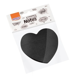 Bloco smart notes coração - 70x70mm - preto - 50 fls