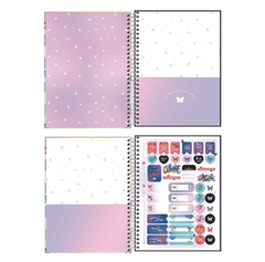 Planner Espiral 17,7 X 24 Cm Daisy M7 2023 Tilibra - Pink Blue Paper