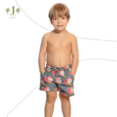 Beach Shorts Infantil Pitaya Cinza