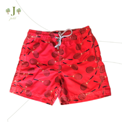 Beach Shorts Adulto Raquete Tenis Vermelho