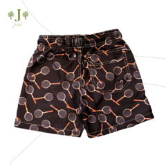 Beach Shorts Infantil Raquete Vintage Preta - comprar online
