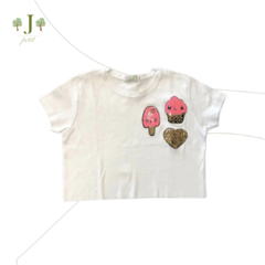 Camiseta Aplique Sorvete Rosa - comprar online