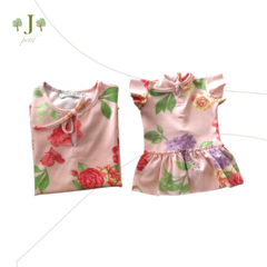 Vestido Criança E Boneca Floral Rosa