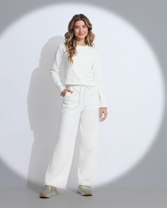 Calca Moletom Pantalona Branca - comprar online