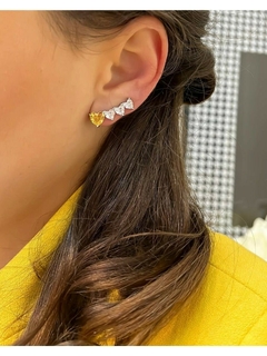 Brinco Ear Cuff Corações Citrino