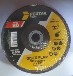 Disco De Lixa Flap 7 Pol 180Mm G80 Alúminio Ferro Aço Fertak