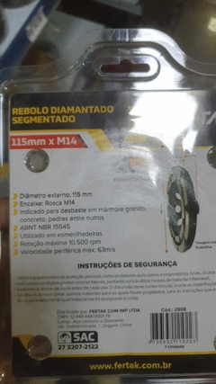 Disco Rebolo Diamantado Segmentado 115 Mm X M14 na internet