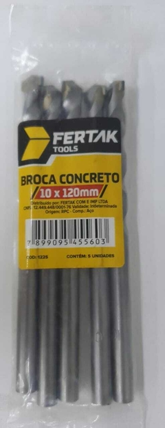 Broca Para Concreto: 5x85mm / 6x100mm / 8x120mm / 10x120mm / 12x150mm - JMS FERRAMENTAS