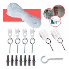 Kit Varal De Teto Premium Roldanas C/ Corda 15mt Cor Branco - Âncora