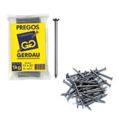 Prego com cabeça 17x27 com cabeça pacote de 1kg - Gerdau