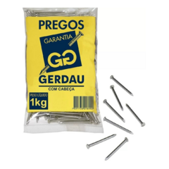 Prego de aço galvanizado 17x21com cabeça de 1kg - Gerdau