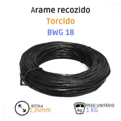 Arame Recozido Bwg 18 1kg 1,24mm Torcido Trançado Rolo - Comep