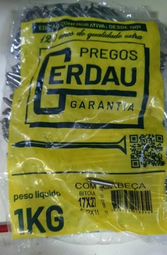 Prego com cabeça 17x27 com cabeça pacote de 1kg - Gerdau na internet