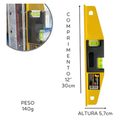 Nível de Alumínio Com Base Magnética Fertak 12" 30cm Nivel de Mão Com Imã Para Nivelamento Prumo Estruturas Metálicas. - FERTAK TOOLS - comprar online