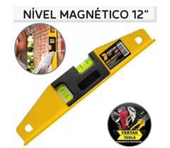 Nível de Alumínio Com Base Magnética Fertak 12" 30cm Nivel de Mão Com Imã Para Nivelamento Prumo Estruturas Metálicas. - FERTAK TOOLS