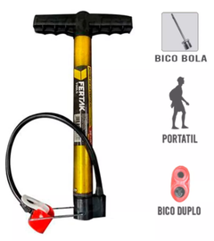 Bomba De Ar Encher Pneu Bicicleta Moto Carro Bola Portátil 30cm Fertak